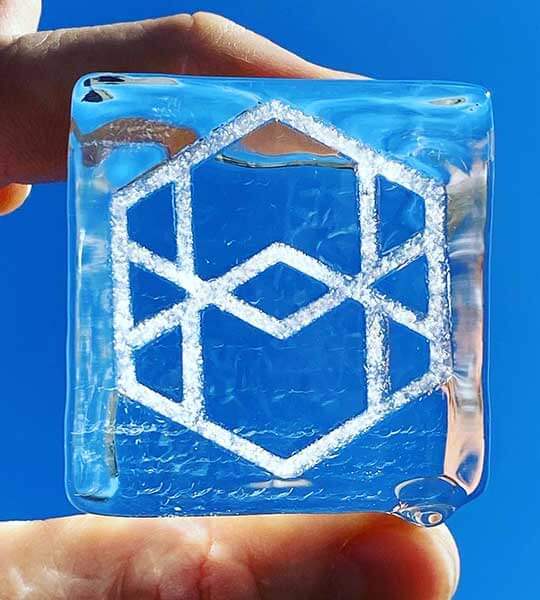 Block Ice stamped ice cube