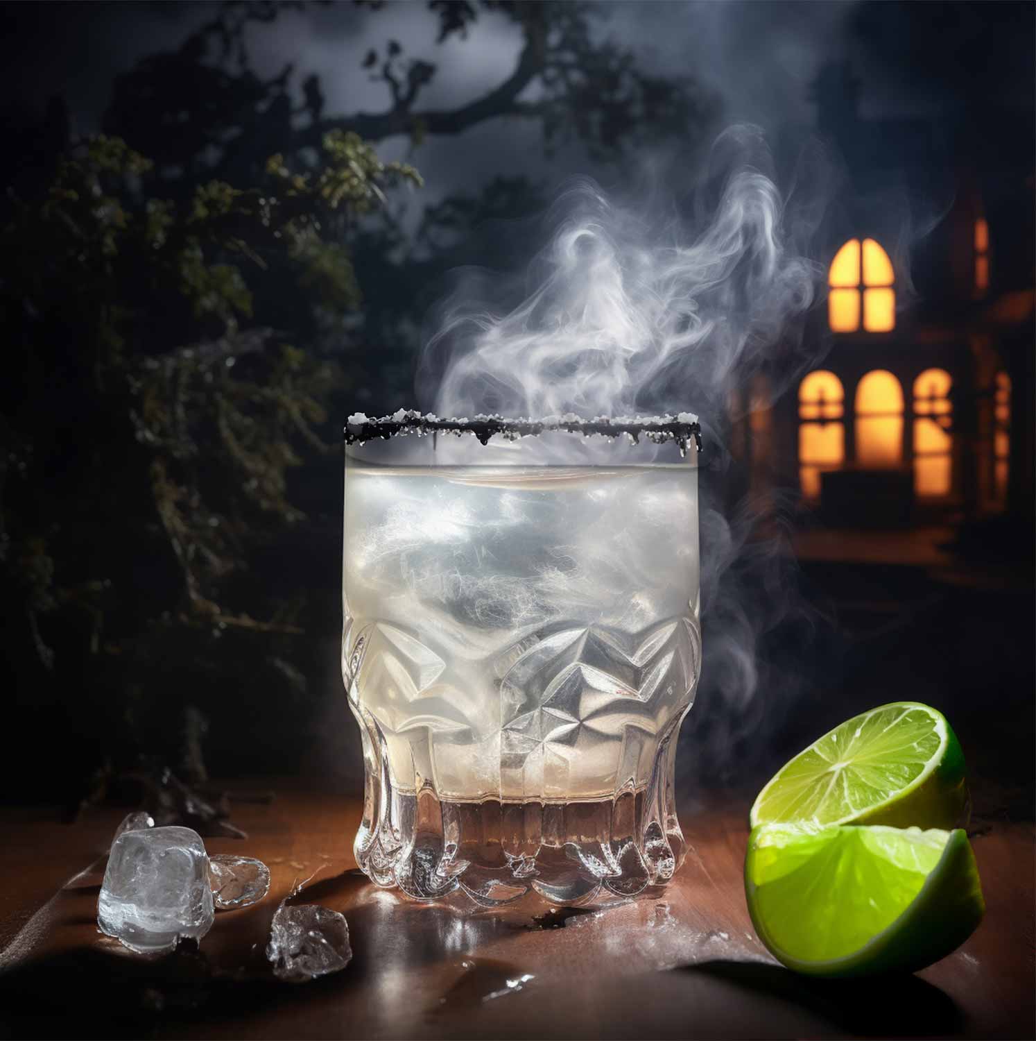 AI generated image of Ghostly Goblet cocktail.