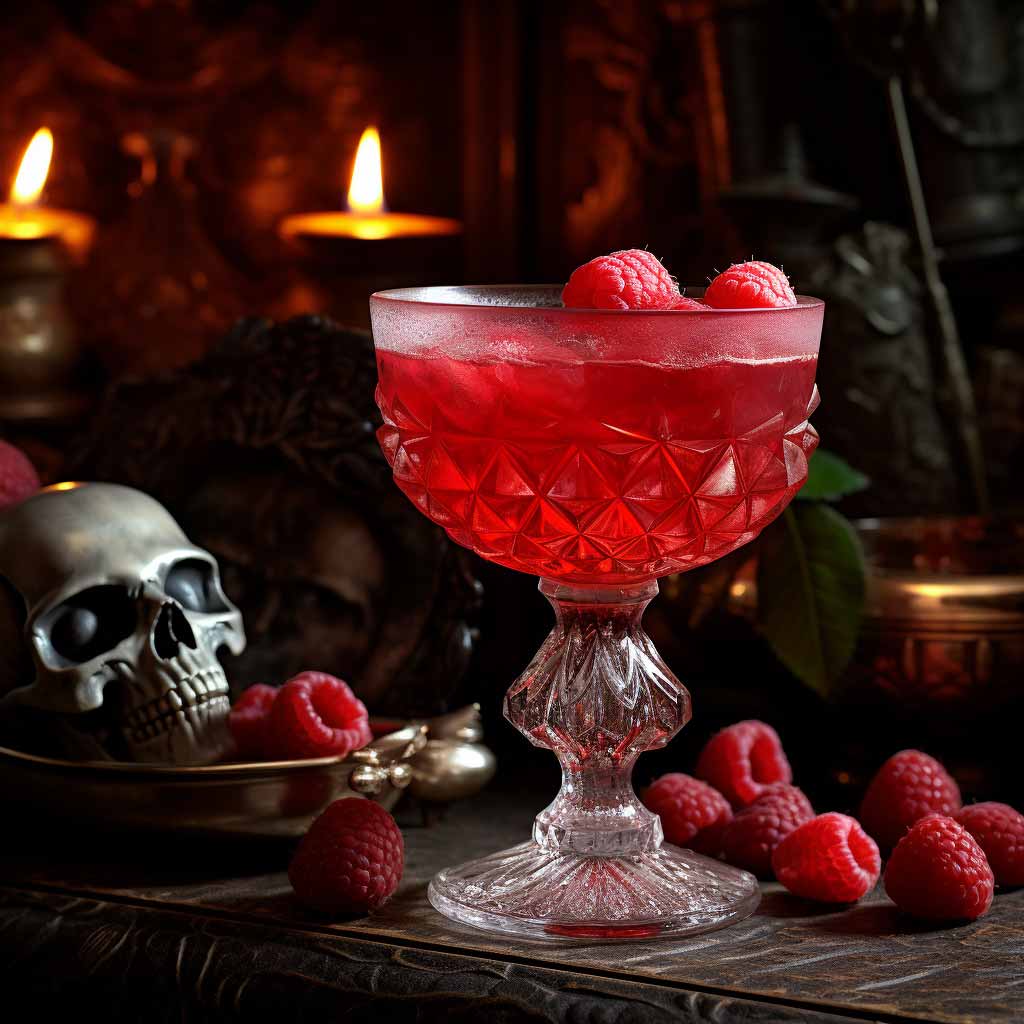 AI generated image of Vampire’s Kiss cocktail.